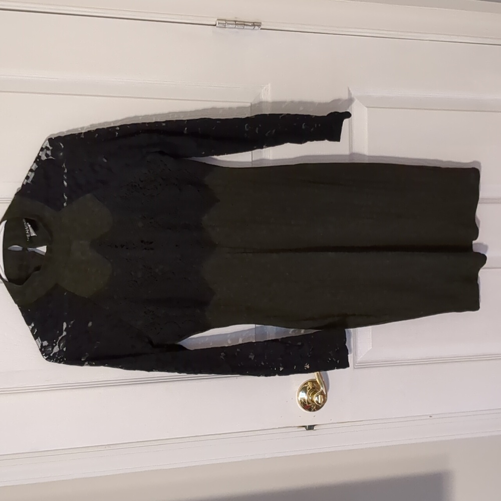 Women's Venus Black lace and olive green dress size S